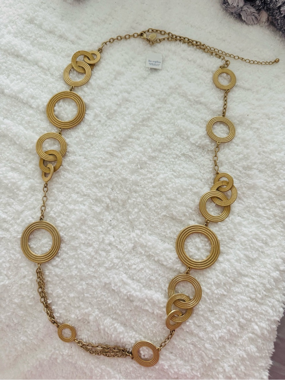 Lia Sophia Gold-Tone Concentric Circle Necklace NWT